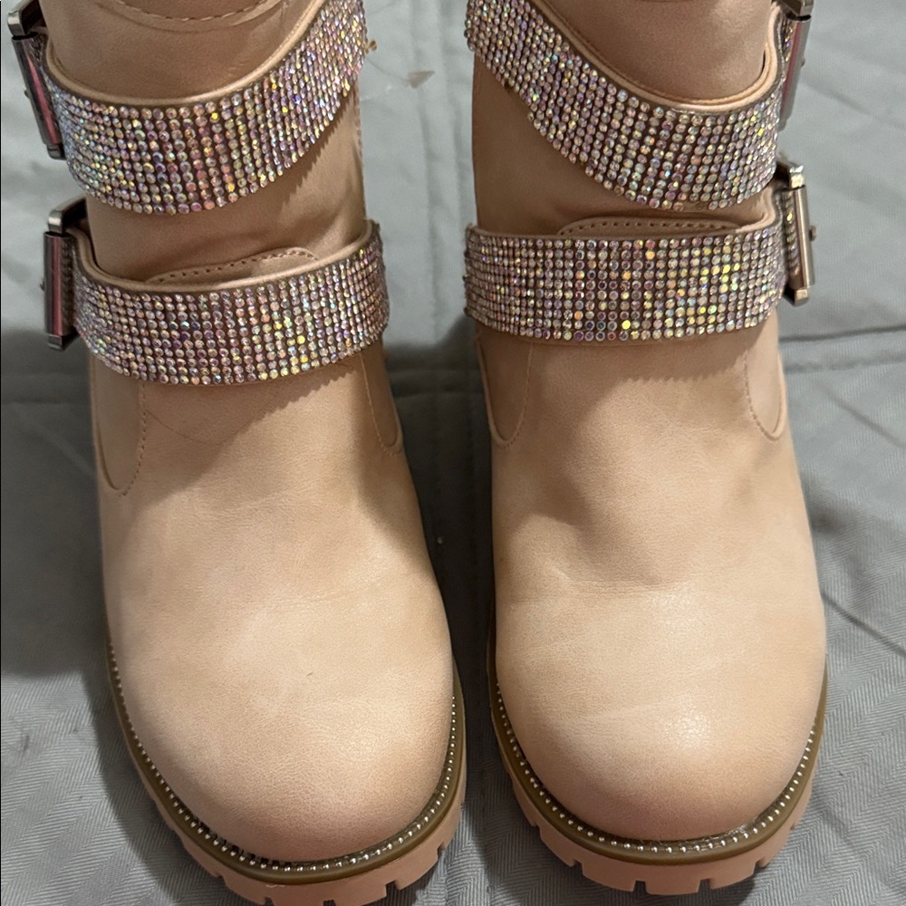 MIA Beige Ankle Boots with Sparkling Buckles - Picture 6 of 8